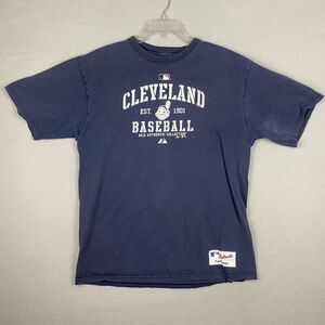 Cleveland Indians Shirt Adult Men’s Large Black White Athletic Baseball Tee